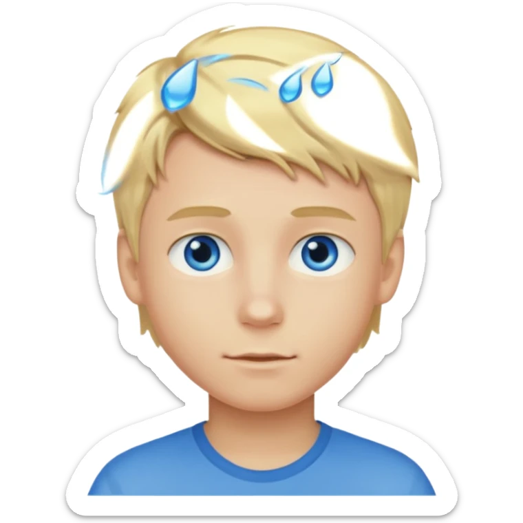 Emoji chlopak z blond włosami które będą rozsztrzepane i niebieskimi oczami sticker