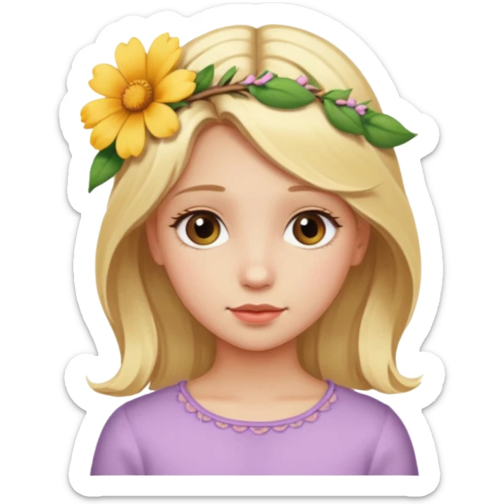 Girl profile picture with blonde hair and a flower in her hair sticker