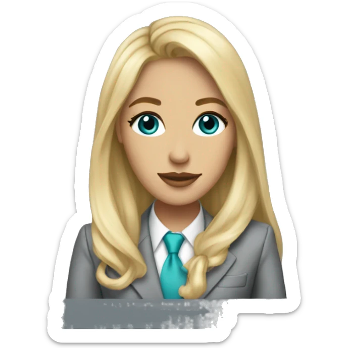Blonde long hair Tiffany diamond seller in a grey suit sticker