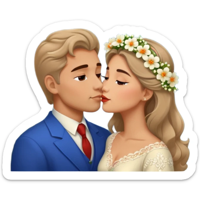 Kissing Couple traveling in Montenegro russian man and elegant  Latina girl delicate flowers and mountains in the background  sticker