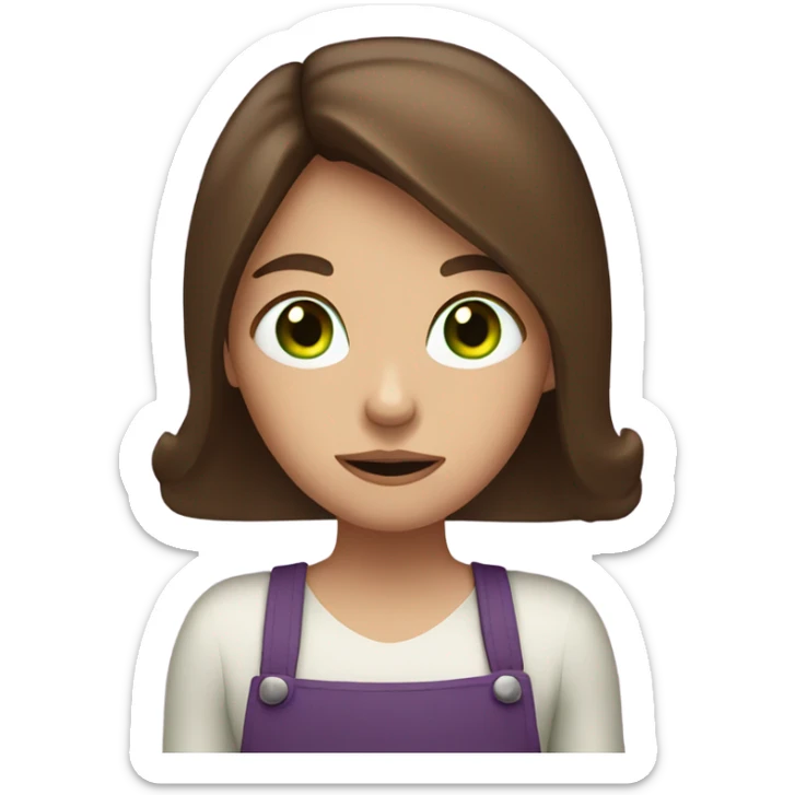 brown hair white girl green eyes eating eggplant  sticker