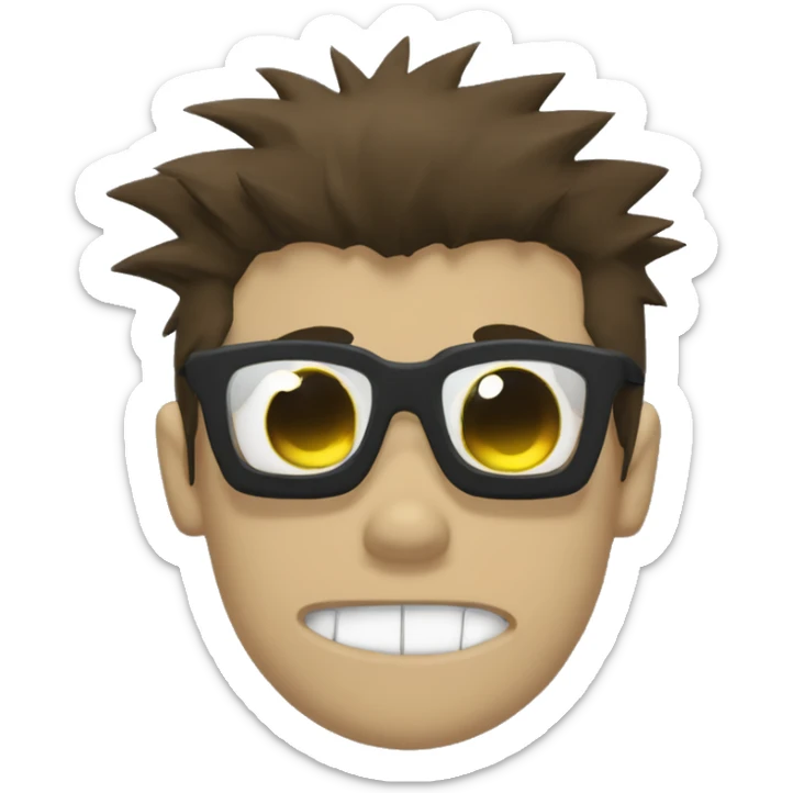 Eddsworld styled character with dark skin black shirt spikey like hair styled to cover the characters left eye and the character wears a black t-shirt with a skull on it. sticker