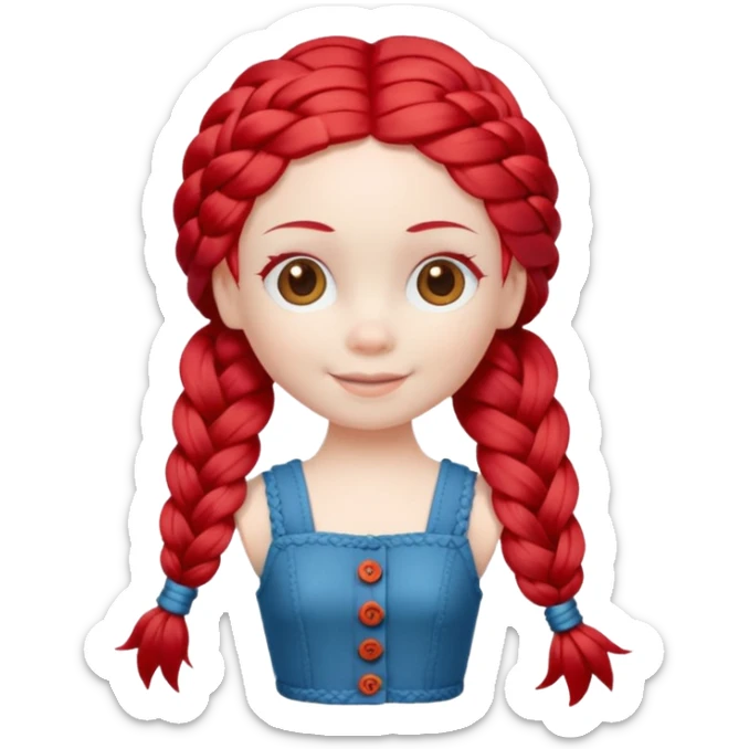 Doll with Red Hair – toy figure with braided red yarn hair.











































 sticker