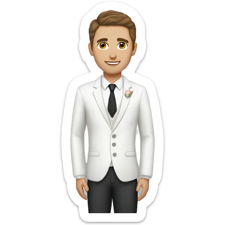 bride brown eyes and brown hair, groom brown hair and blue eyes sticker