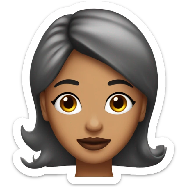 Cosmetic nurse with brown blown out hair and olive skin doing lip filler sticker