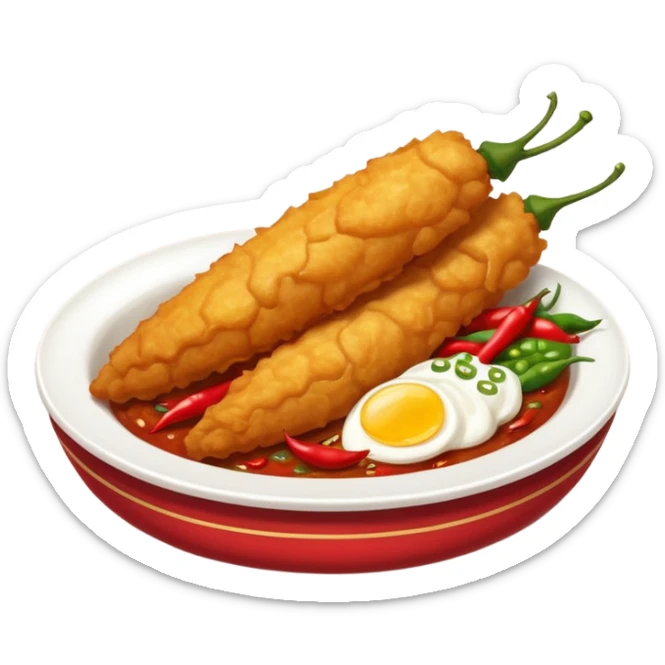 indonesian fried food with chili on the side of the plate sticker