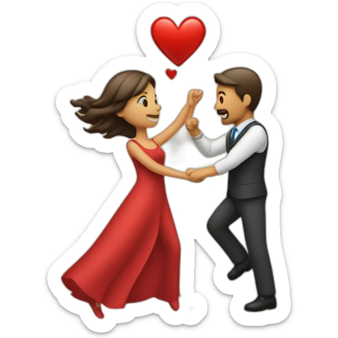 Un hombre y una mujer volando en el emoji de el corte y un corazón sticker