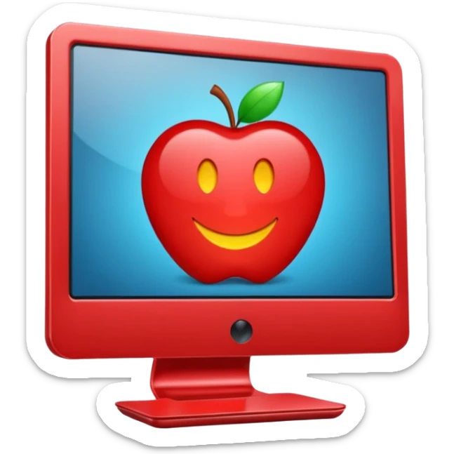 HAZ UN computador de color rojo carmesí brillante y que la pantalla tenga un to-do list sticker