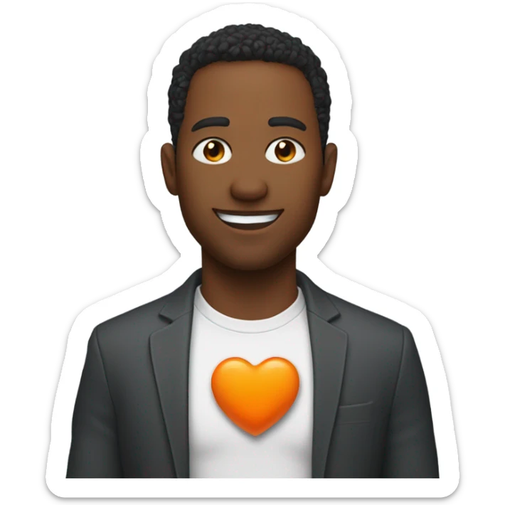 A picture of Jeff Cunningham holding an orange heart sticker