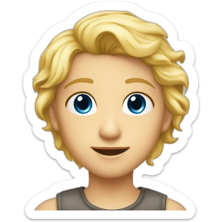 Garçon-blond-yeux-bleus-fille-blonde-yeux-marrons-couple  sticker