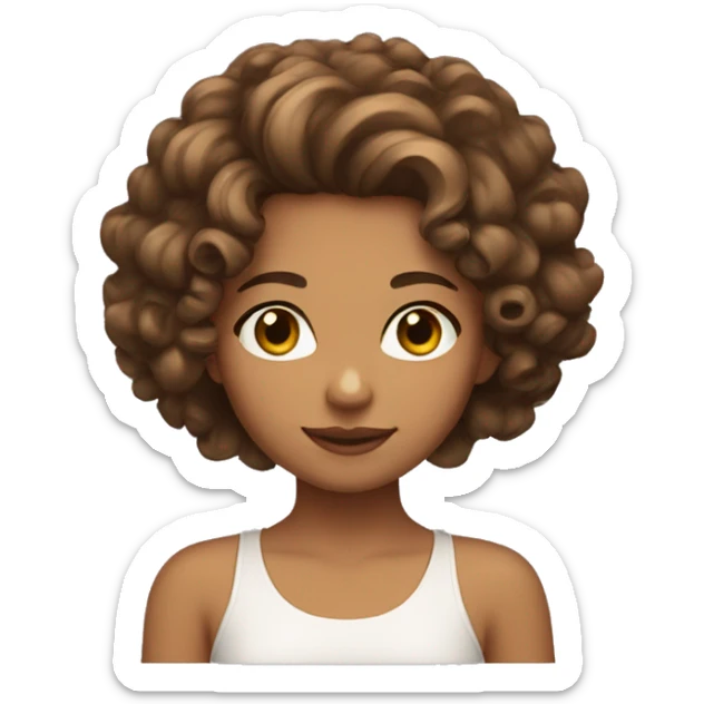 girl with hazel eyes and tanned skin with curly brown hair  sticker