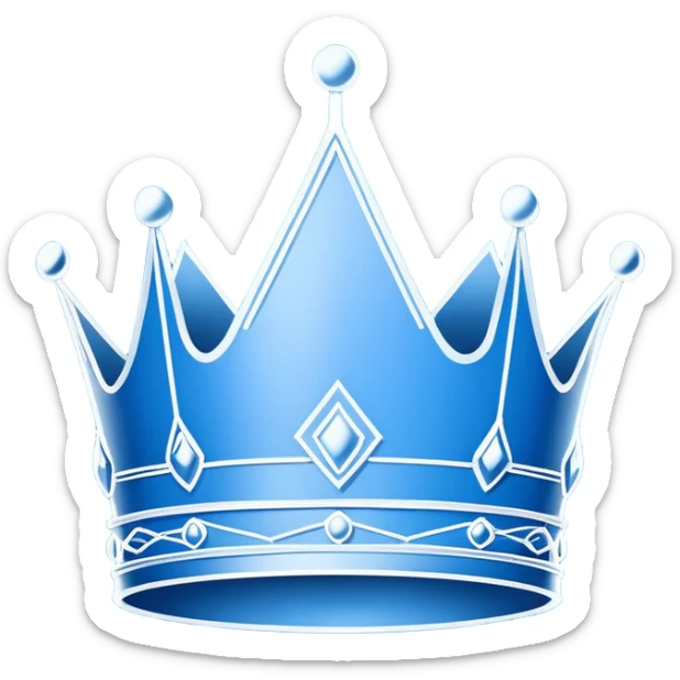 side view of a blue blueprint plan with the sketch of a crown in white lines sticker