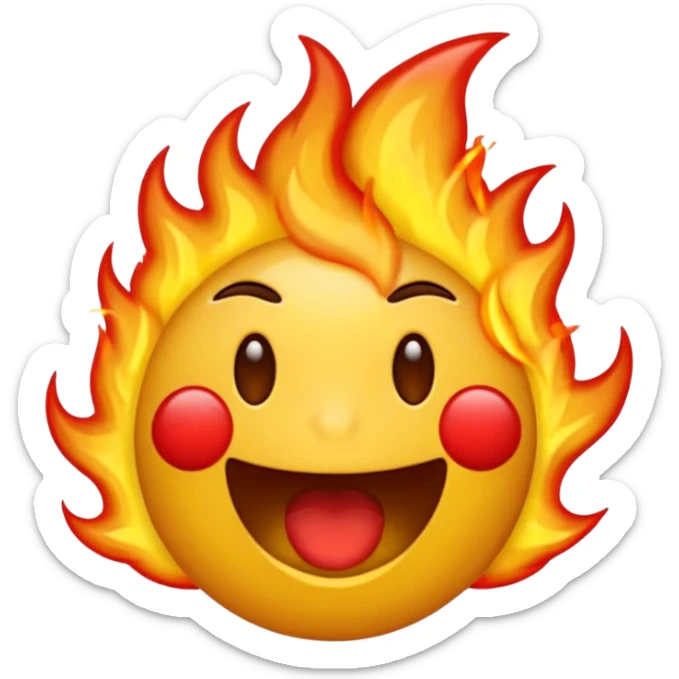 Crée moi un emoji qui crache du feu par la bouche et qui est en colère avec le front tout rouge et les emoji normal jaune là tout rond sticker