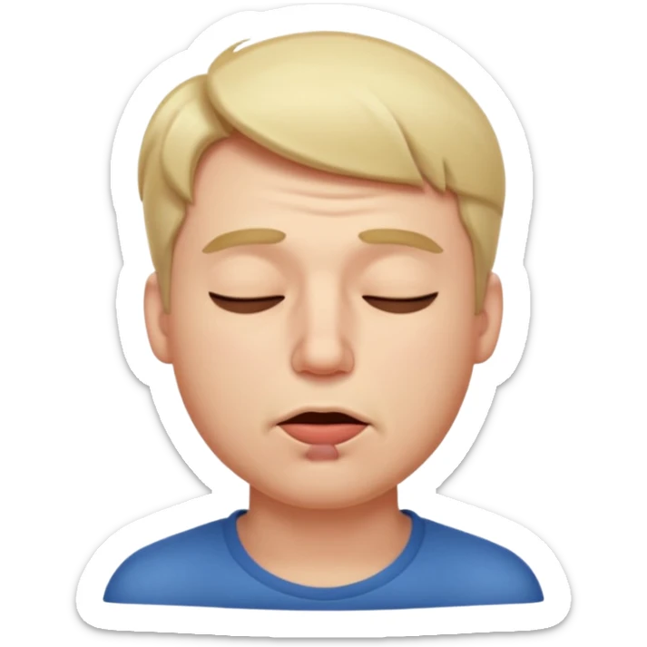 A male squinting his eyes closed but the mouth is whistling sticker