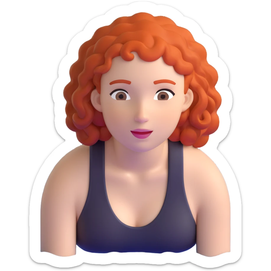22-year-old white female athlete swimmer with curly red hair about to enter a pool sticker