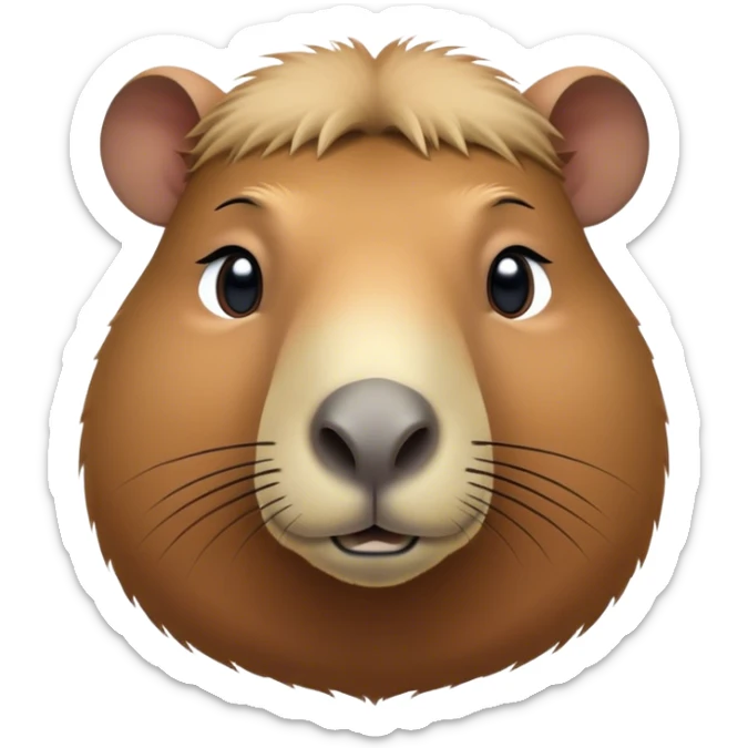 Cinematic Noble Capybara Portrait Emoji, Poised and serene, with a robust, rounded build covered in soft, earthy fur and gentle, wise eyes, Simplified yet sharp and sophisticated features, highly detailed, glowing with a warm, natural glow, high shine, intelligent and calm, stylized with an air of understated authority, focused and attentive, soft glowing outline, capturing the essence of a watchful and confident guardian that feels as though it could step out of the screen with effortless authority! sticker