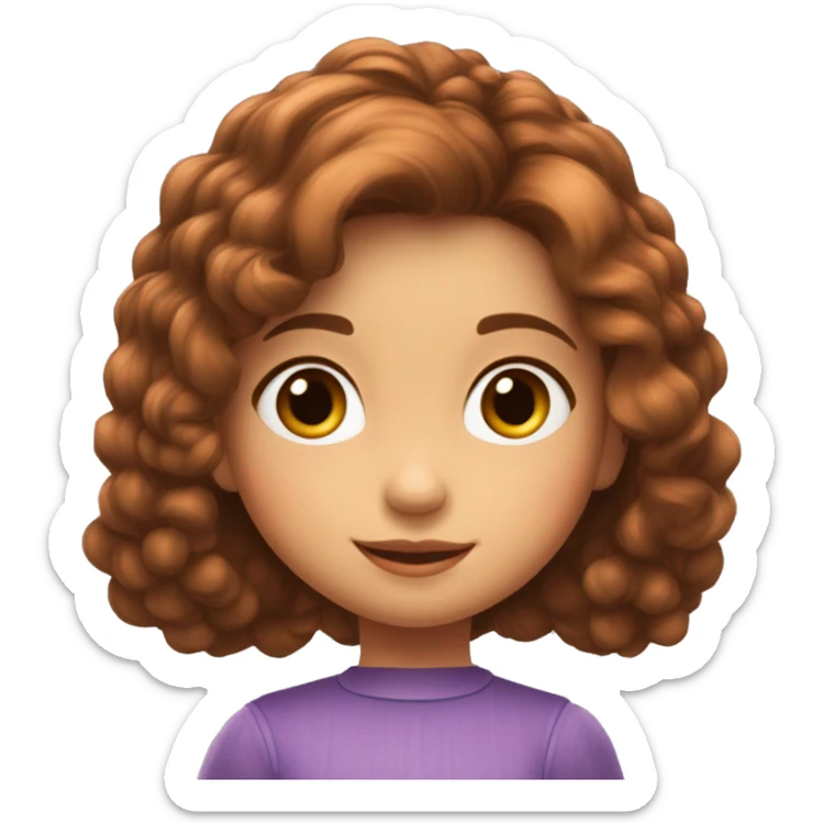 Estilo pixar niña de 8 años  pelo castaño liso puntas rozadas, ojos marrones sticker