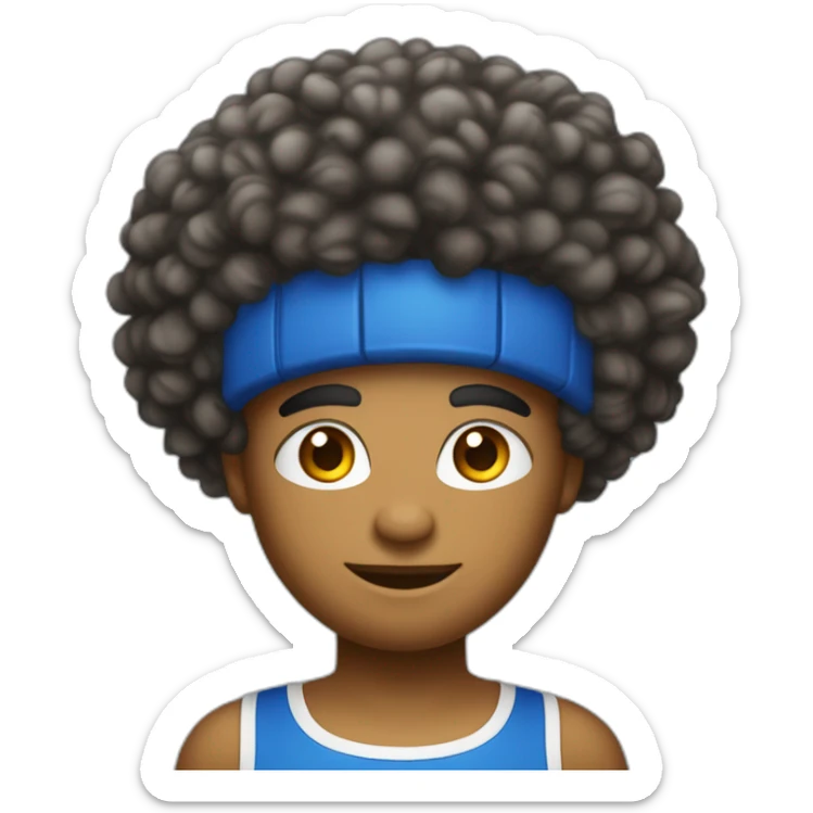 Grand métisse avec une coupe de cheveux Afro jeune en tenu de basket avec floquer numéro 22 sticker