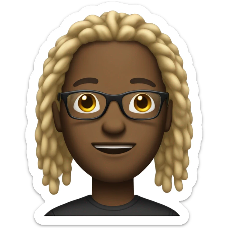 Black male with dread locks with blonde at the end of his dreads and he has glasses  sticker
