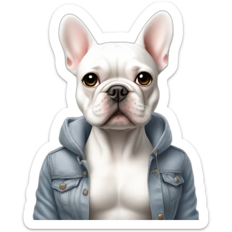 Fashion white FRENCH BULLDOg with skinny girl sticker