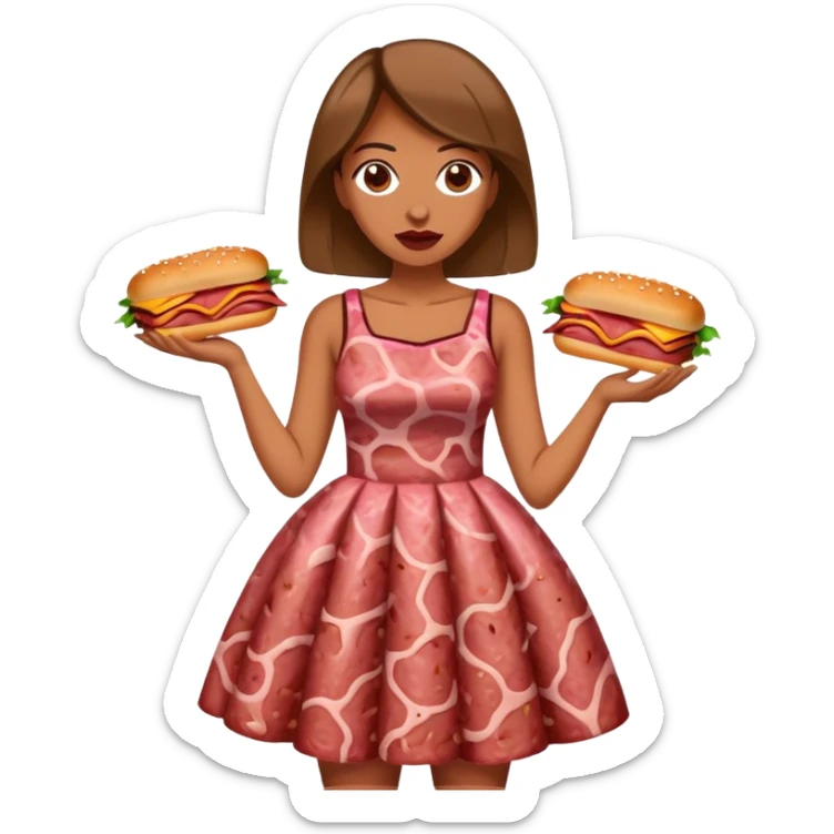 picasso art woman with SPAM MEAT dress eating spam sticker