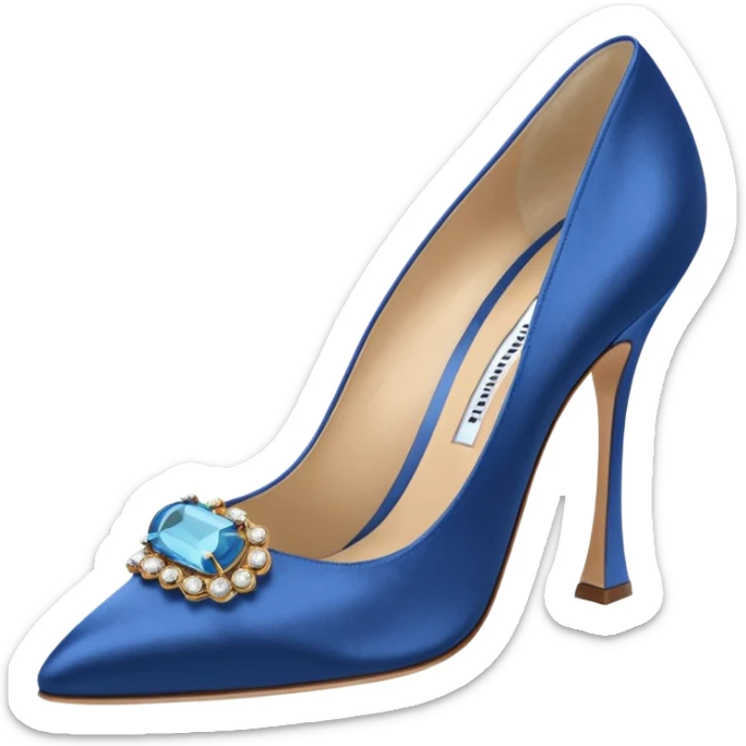 manolo blahink one pair 90's satin pump with jewellry at front blue sticker