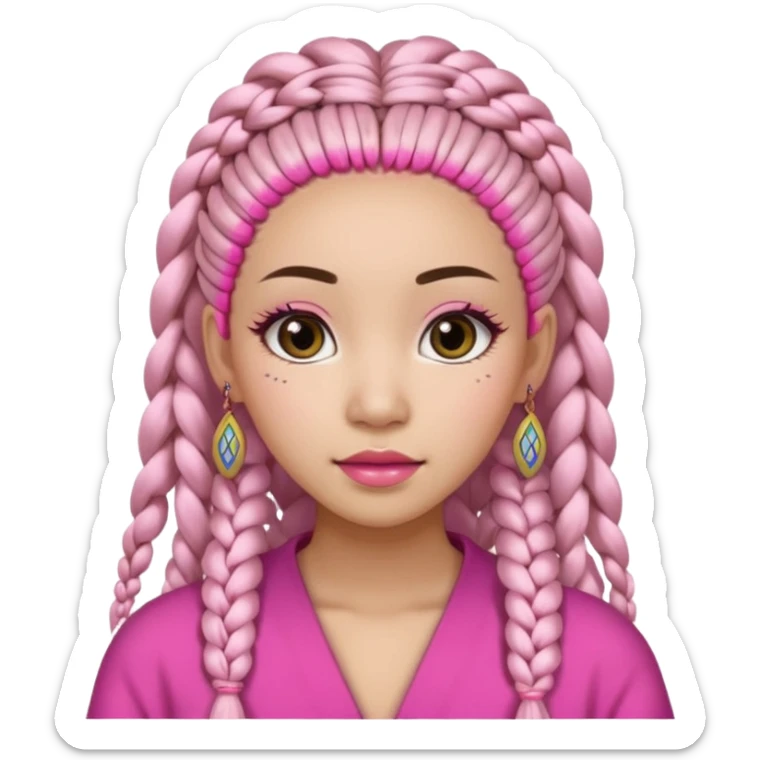 Une chinoise en Corée-du-Sud avec des faux ongles roses et des faux cils et des tresses africaines sticker