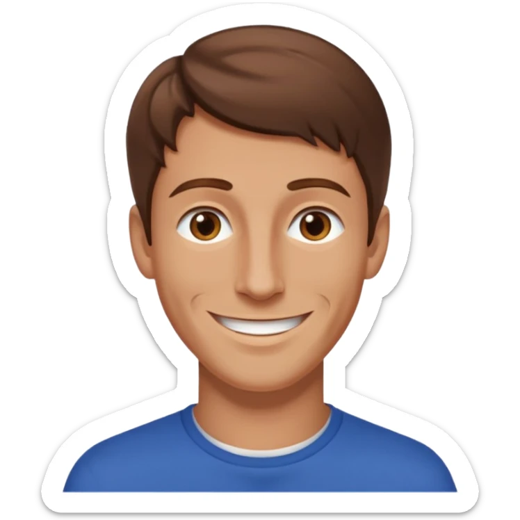 homme brun cheveux long visage mince sourire style européen sticker