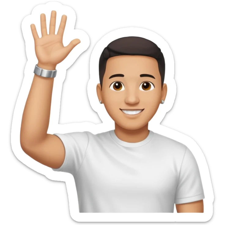 joven trigueno corte de pelo daddy yankee sonrisa bonita mano arriba sticker