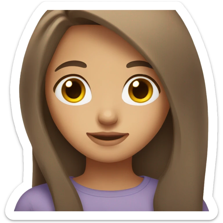 girl with straight shoulder length brown hair and brown eyes  sticker
