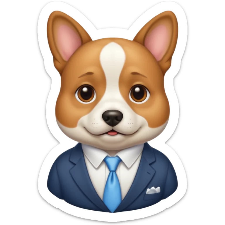 dog wearing white fine shirt dresses well and a little bit fat sticker