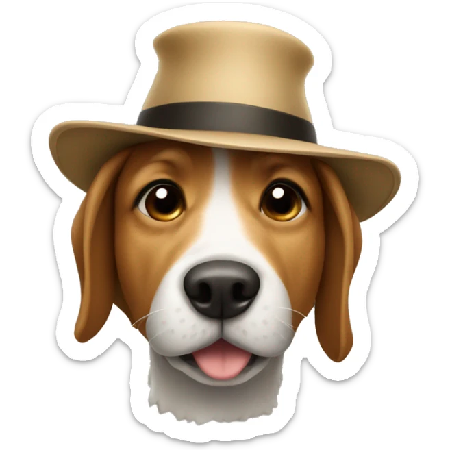 Dog with a hat sticker