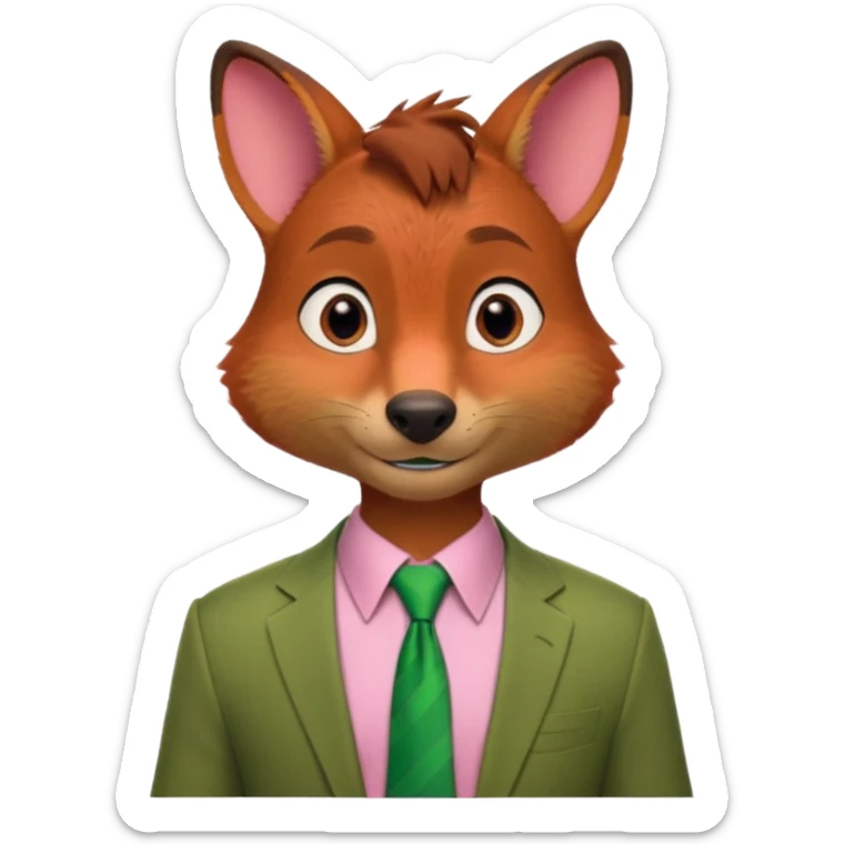 Nick Wilde (pink shirt, green tie, no suit) from the Zootopia Disney movie sticker