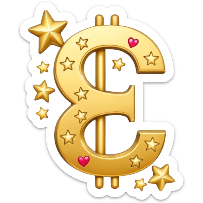 united states dollar sign with stars and hearts and sparkles sticker