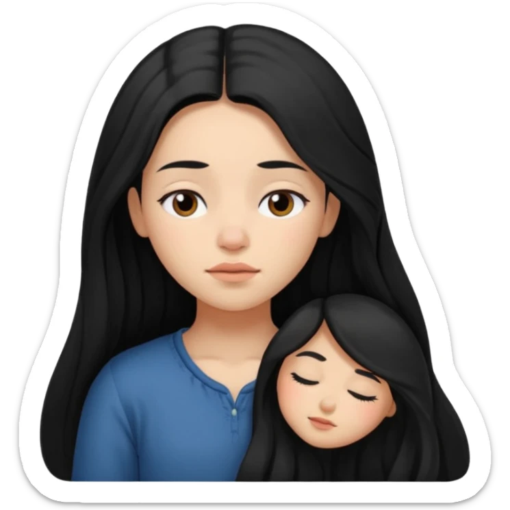 Portugal girl black long hair sleepy êtes sticker