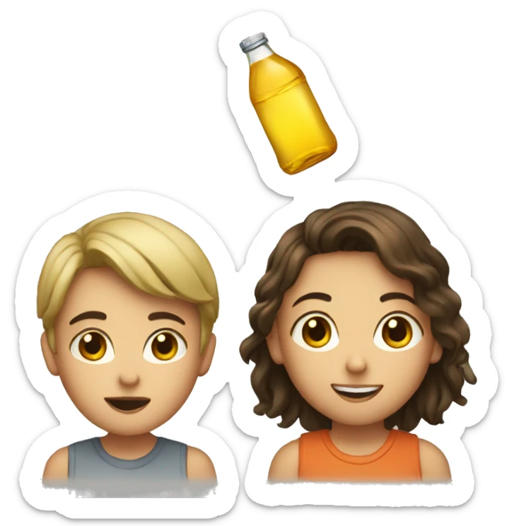  The girl tells the boy I want to drink sticker