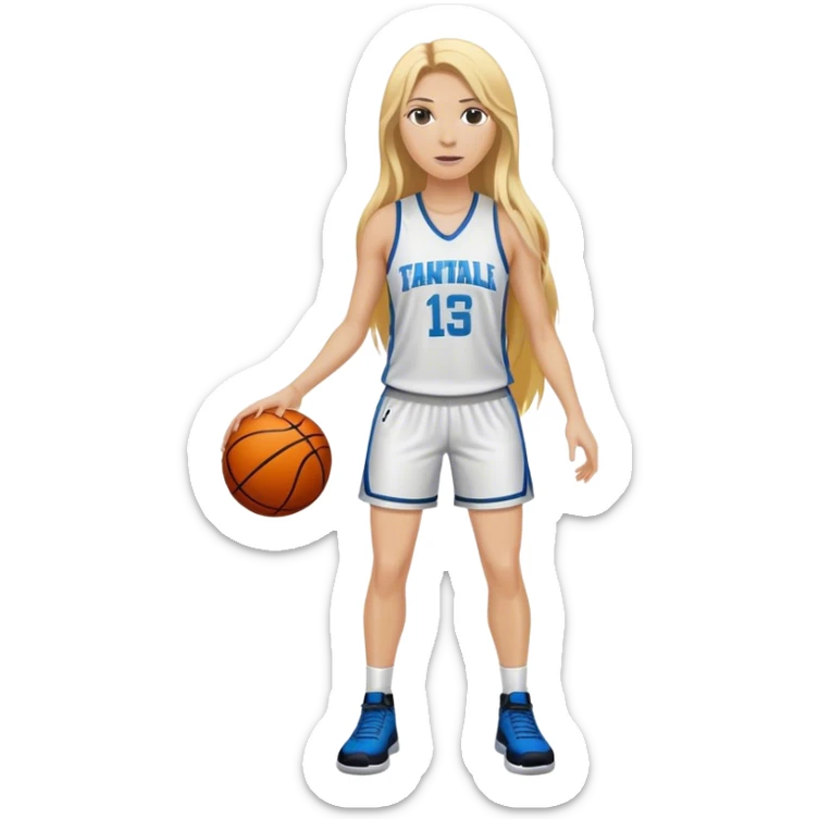 full body white female basketball head coach with long blonde hair  sticker