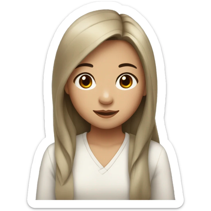 Small Asian girl with tan skin, brown eyes, and long black hair sticker