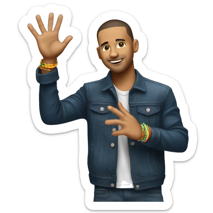 reggaeton singer showing his hand like hi five more like colombian guy sticker