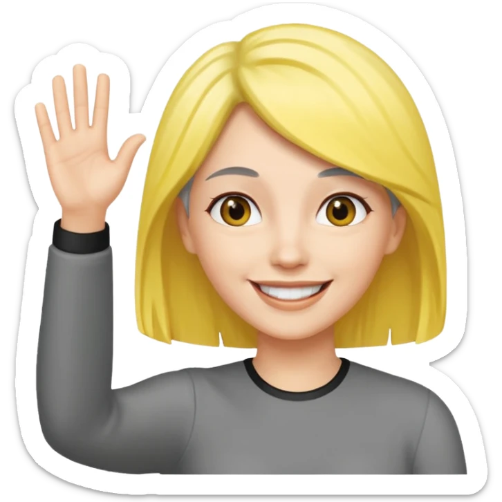 woman with gray and yellow hair smiling and waving her hand  sticker