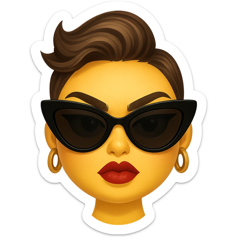 slay emoji, fierce and fashionable, no background sticker