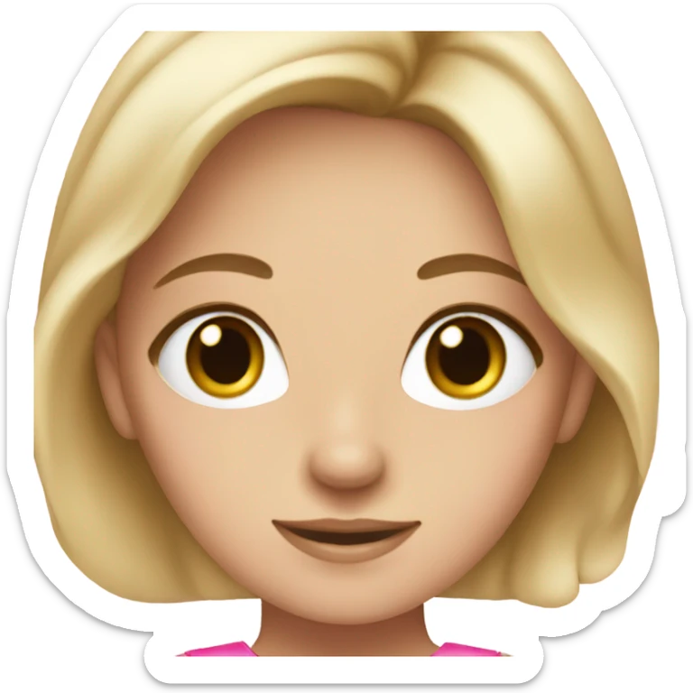 Blonde girl with brown eyes in a pink dress sticker