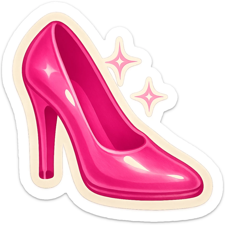 Barbie inspired sticker, pink theme, glamorous, playful, sparkles, fashion accessories sticker