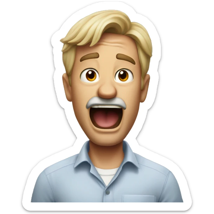 right view of mad Australian dad shouting lines coming out in his mouth sticker