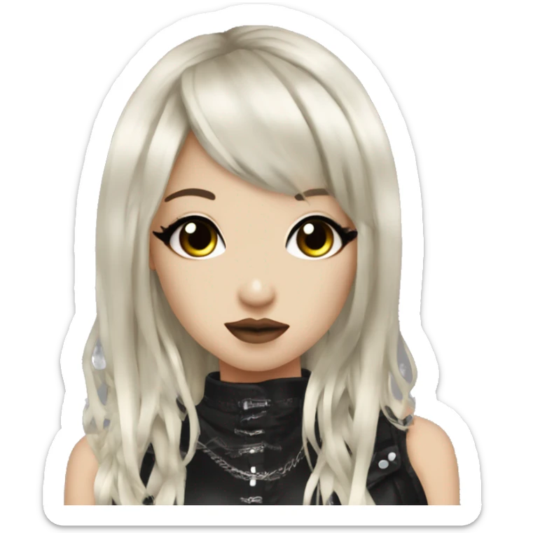 hime gyaru girl, black hair, dark makeup, punk clothes sticker