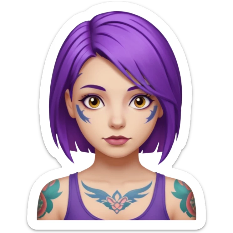 women with tatoos and hightlight that tatoos with purple hair sticker