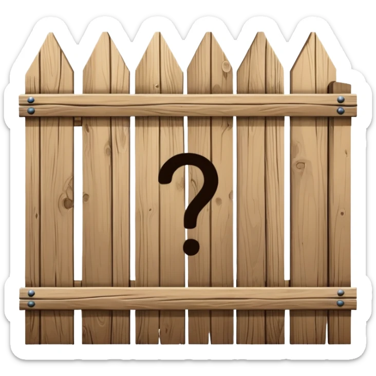 A wooden fence with a question mark above it, representing Chesterton's Fence principle sticker