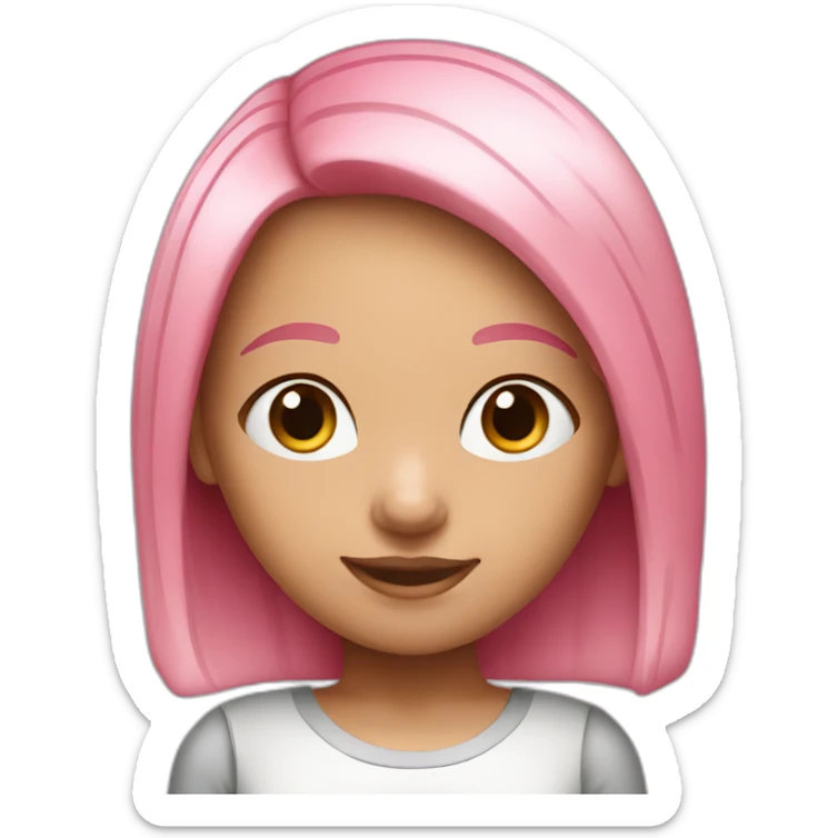 Cute white Brazilian girl with straight pink hair sticker