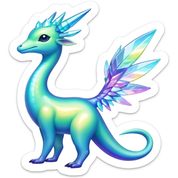 Shiny Exotic Colorful Amaura-Aurorus-Fakémon-hybrid-creature (full body)  sticker