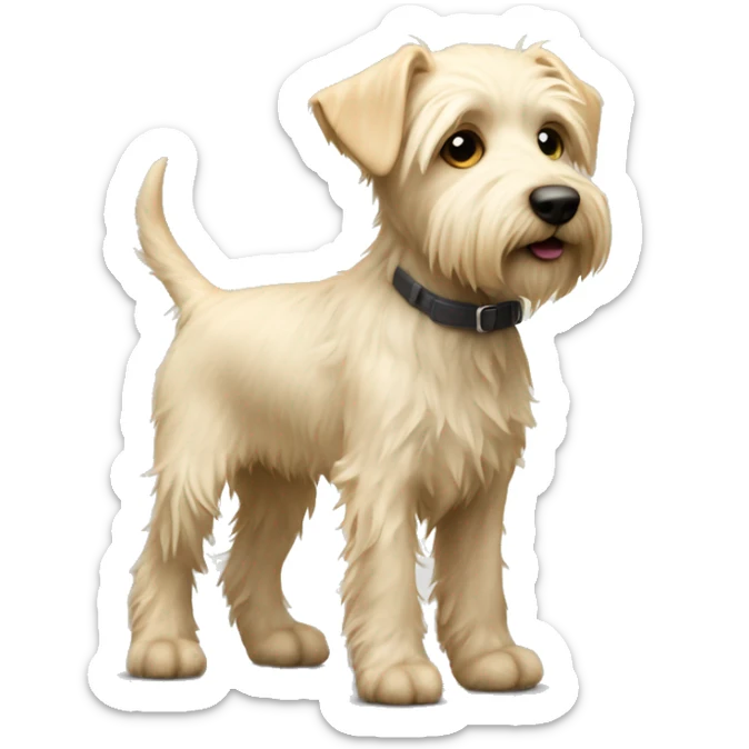 Light blonde terrier puppy with shaggy fur full body skinny legs sticker